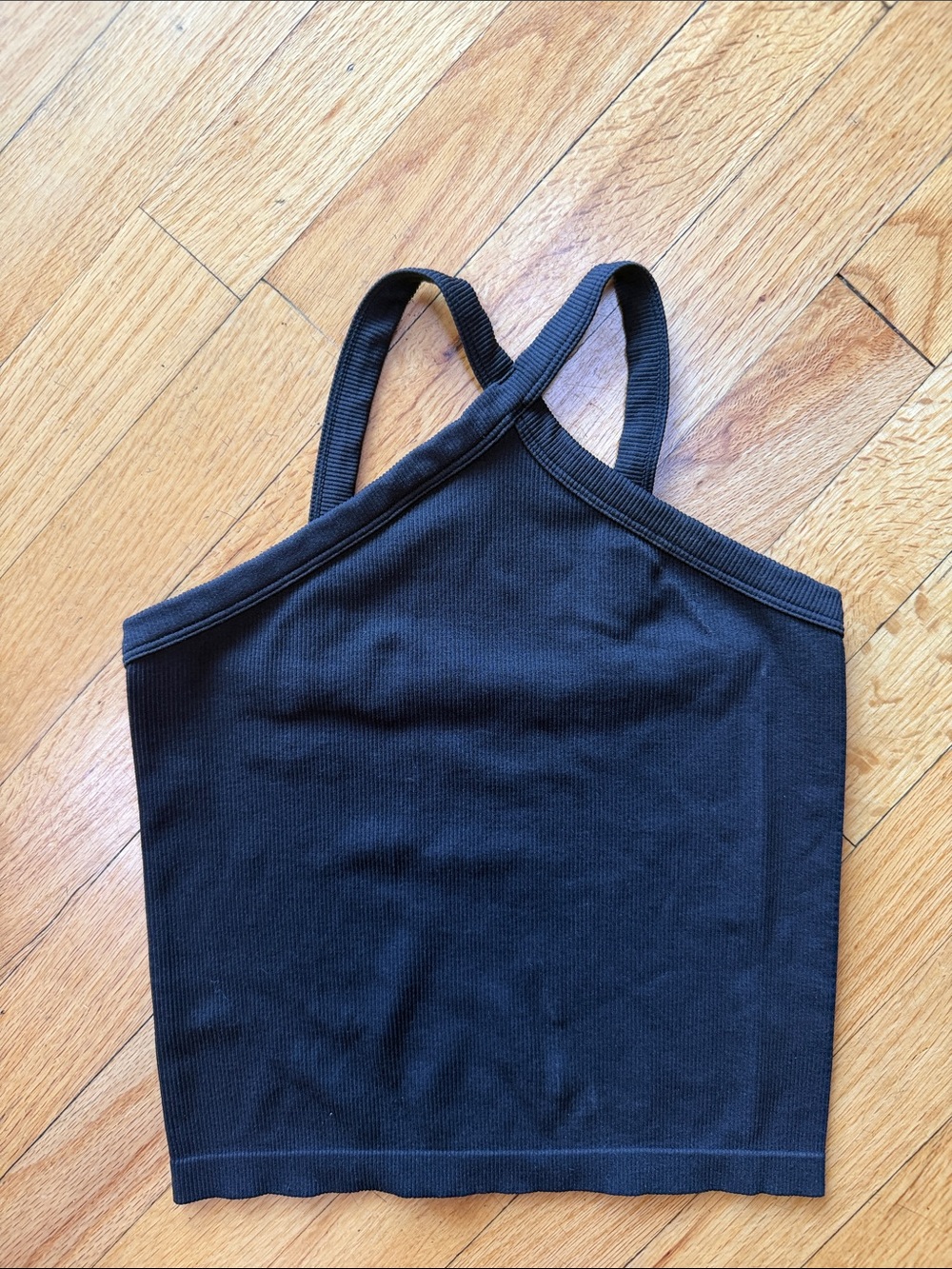 art class Black Cropped Tank Top with Crisscross Straps